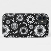 Boho Blume Schwarz-Weiß-Vektorblumenmuster Case-Mate iPhone Hülle (Rückseite (Horizontal))