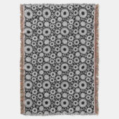 Boho Blume Schwarz-Weiß-Vektorblumenmuster Decke (Vorderseite Vertikal)