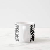 Boho Blume Schwarz-Weiß-Vektorblumenmuster Espressotasse (Rückseite)