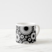 Boho Blume Schwarz-Weiß-Vektorblumenmuster Espressotasse (Vorderseite Rechts)