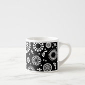 Boho Blume Schwarz-Weiß-Vektorblumenmuster Espressotasse (Rechts)