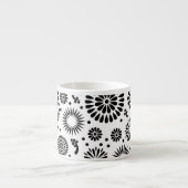 Boho Blume Schwarz-Weiß-Vektorblumenmuster Espressotasse (Vorderseite)