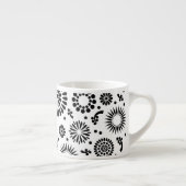 Boho Blume Schwarz-Weiß-Vektorblumenmuster Espressotasse (Rechts)