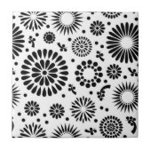 Boho Blume Schwarz-Weiß-Vektorblumenmuster Fliese (Vorderseite)