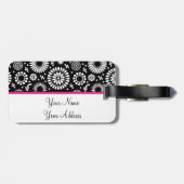 Boho Blume Schwarz-Weiß-Vektorblumenmuster Gepäckanhänger (Rückseite horizontal)