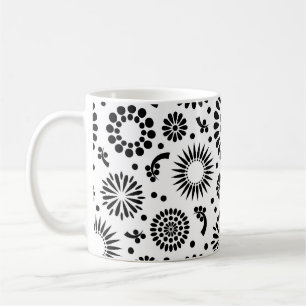 Boho Blume Schwarz-Weiß-Vektorblumenmuster Kaffeetasse