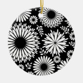 Boho Blume Schwarz-Weiß-Vektorblumenmuster Keramikornament (Vorne)