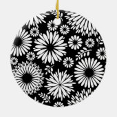 Boho Blume Schwarz-Weiß-Vektorblumenmuster Keramikornament (Hinten)