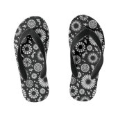 Boho Blume Schwarz-Weiß-Vektorblumenmuster Kinderbadesandalen (Fußbett)