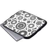 Boho Blume Schwarz-Weiß-Vektorblumenmuster Laptopschutzhülle (Vorne Knopf)