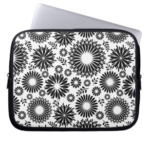 Boho Blume Schwarz-Weiß-Vektorblumenmuster Laptopschutzhülle