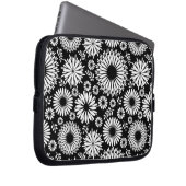 Boho Blume Schwarz-Weiß-Vektorblumenmuster Laptopschutzhülle (Vorne Rechts)