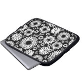 Boho Blume Schwarz-Weiß-Vektorblumenmuster Laptopschutzhülle (Vorne Knopf)