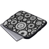 Boho Blume Schwarz-Weiß-Vektorblumenmuster Laptopschutzhülle (Vorne Knopf)