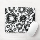 Boho Blume Schwarz-Weiß-Vektorblumenmuster Mousepad (Mit Mouse)