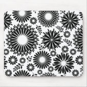 Boho Blume Schwarz-Weiß-Vektorblumenmuster Mousepad (Vorne)