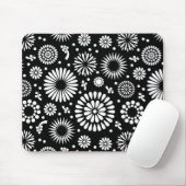 Boho Blume Schwarz-Weiß-Vektorblumenmuster Mousepad (Mit Mouse)