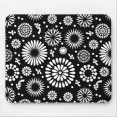 Boho Blume Schwarz-Weiß-Vektorblumenmuster Mousepad (Vorne)