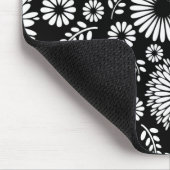 Boho Blume Schwarz-Weiß-Vektorblumenmuster Mousepad (Ecke)