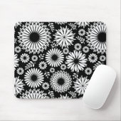 Boho Blume Schwarz-Weiß-Vektorblumenmuster Mousepad (Mit Mouse)