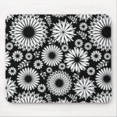 Boho Blume Schwarz-Weiß-Vektorblumenmuster Mousepad (Vorne)