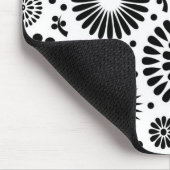 Boho Blume Schwarz-Weiß-Vektorblumenmuster Mousepad (Ecke)