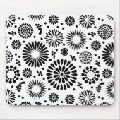Boho Blume Schwarz-Weiß-Vektorblumenmuster Mousepad (Vorne)