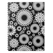 Boho Blume Schwarz-Weiß-Vektorblumenmuster Notizblock (Vorderseite)