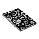 Boho Blume Schwarz-Weiß-Vektorblumenmuster Notizblock (Rechte Seite)
