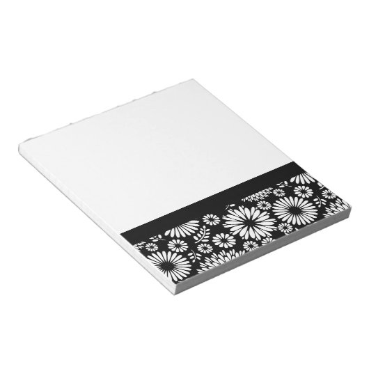 Boho Blume Schwarz-Weiß-Vektorblumenmuster Notizblock (angewinkelt)