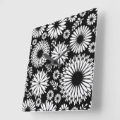 Boho Blume Schwarz-Weiß-Vektorblumenmuster Quadratische Wanduhr (Winkel)