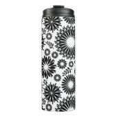 Boho Blume Schwarz-Weiß-Vektorblumenmuster Thermosbecher (Vorderseite)