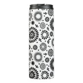 Boho Blume Schwarz-Weiß-Vektorblumenmuster Thermosbecher (Rückseite)