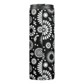 Boho Blume Schwarz-Weiß-Vektorblumenmuster Thermosbecher (Rückseite)