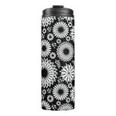 Boho Blume Schwarz-Weiß-Vektorblumenmuster Thermosbecher (Vorderseite)