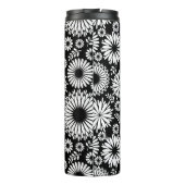 Boho Blume Schwarz-Weiß-Vektorblumenmuster Thermosbecher (Rückseite)