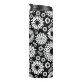 Boho Blume Schwarz-Weiß-Vektorblumenmuster Thermosbecher (Nach rechts gedreht)