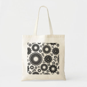 Boho Blume Schwarz-Weiß-Vektorblumenmuster Tragetasche