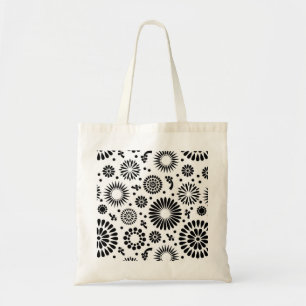 Boho Blume Schwarz-Weiß-Vektorblumenmuster Tragetasche