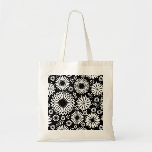 Boho Blume Schwarz-Weiß-Vektorblumenmuster Tragetasche