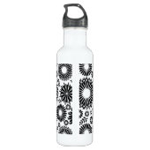 Boho Blume Schwarz-Weiß-Vektorblumenmuster Trinkflasche (Rückseite)