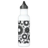 Boho Blume Schwarz-Weiß-Vektorblumenmuster Trinkflasche (Links)