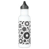 Boho Blume Schwarz-Weiß-Vektorblumenmuster Trinkflasche (Links)