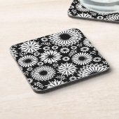Boho Blume Schwarz-Weiß-Vektorblumenmuster Untersetzer (Linke Seite)