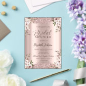 Boho Blume Shiny Frame Rose Gold Brautparty Acryleinladungen (In Situ (Hochzeit))