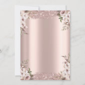 Boho Blume Shiny Frame Rose Gold Brautparty Einladung (Rückseite)