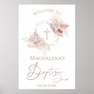 Boho Blume Taufe Begrüßungszeichen Poster