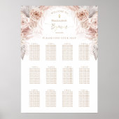 Boho Blume Taufe Sitzkarte Poster (Vorne)