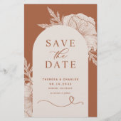 Boho Blume Terracotta Arch Save the Date Karte (Vorderseite)