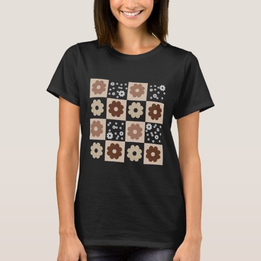 Boho Blume überprüft T-Shirt (Vorderseite)
